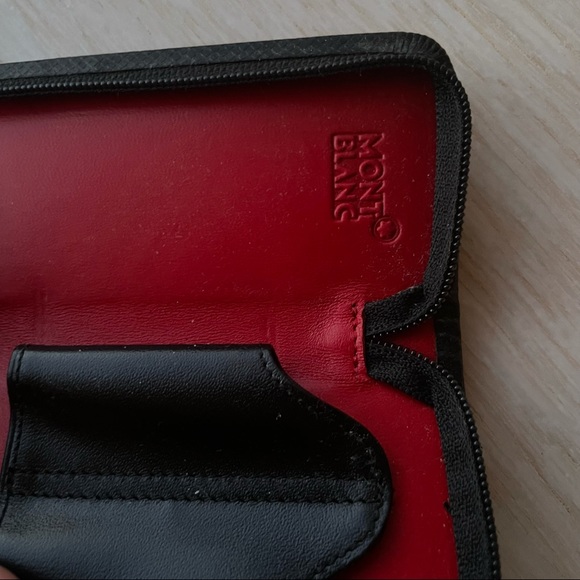 Unisex Montblanc black and red zippered pen case. Holds 2 pens - Picture 7 of 8